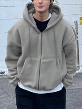 DAZY Heren Casual Effen Hoodie Sweatshirt met Rits en Trekkoord voor Herfst