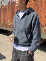 Manfinity Heren Hoodie met Rits en Zakken, Comfortabele Casual Dagelijkse Kleding