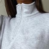 Ultieme Knusheid: Oversized Dames Hoodie van Fleece Katoen met Kwart Rits