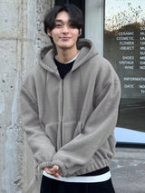 DAZY Heren Casual Effen Hoodie Sweatshirt met Rits en Trekkoord voor Herfst