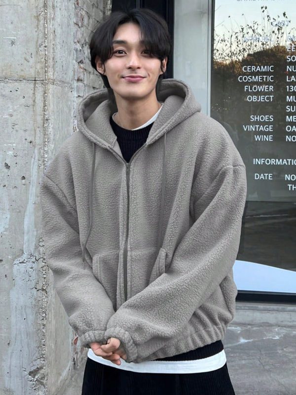 DAZY Heren Casual Effen Hoodie Sweatshirt met Rits en Trekkoord voor Herfst