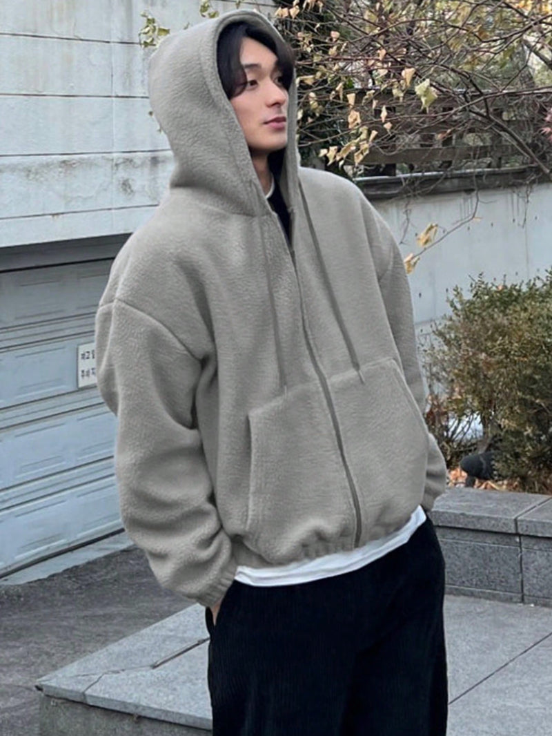 DAZY Heren Casual Effen Hoodie Sweatshirt met Rits en Trekkoord voor Herfst