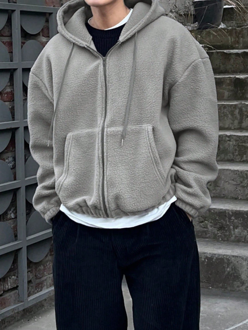 DAZY Heren Casual Effen Hoodie Sweatshirt met Rits en Trekkoord voor Herfst