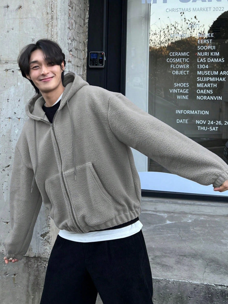 DAZY Heren Casual Effen Hoodie Sweatshirt met Rits en Trekkoord voor Herfst