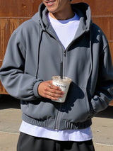 Manfinity Heren Hoodie met Rits en Zakken, Comfortabele Casual Dagelijkse Kleding